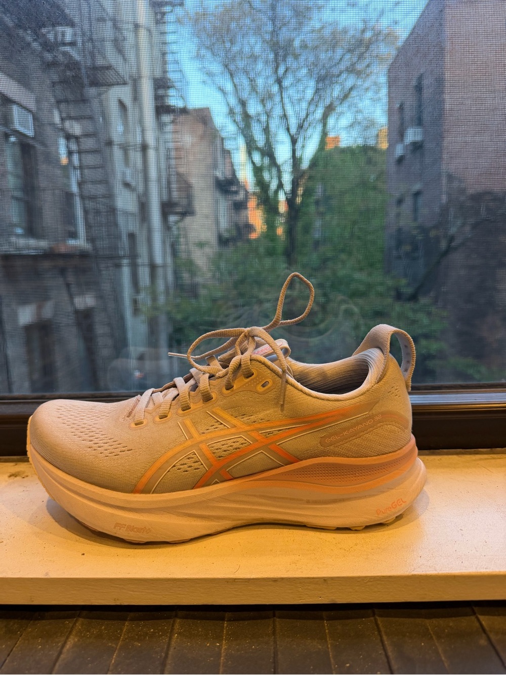 Asics Women's Athletic Shoe - Light Gray with Peach Trim